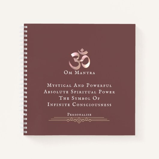 オムシンボル瞑想スピリチュアル引用文ジャーナルピンク ノートブック (正面)