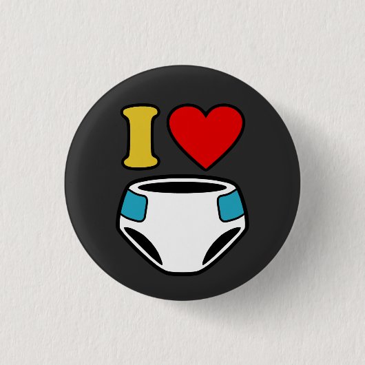 オムツが大好き 缶バッジ (正面)