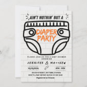 オムツパーティー ヒップホップ ベイビーシャワー だなんて、そんなのありえないわよ！ 招待状 (正面)