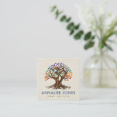 オムツリーカラフルドット葉 スクエア名刺 (スタンド正面)