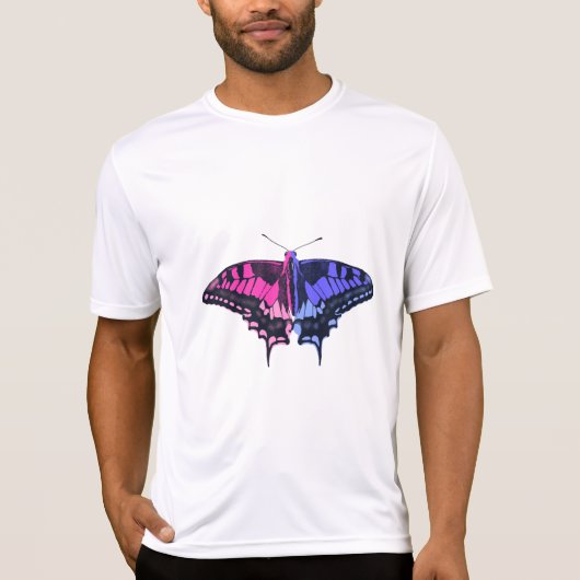 オムニセクシャルプライド国旗のアゲハチョウ蝶 Tシャツ (正面)