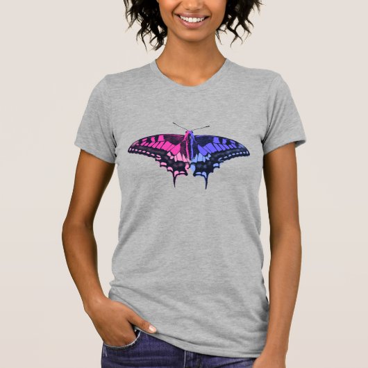 オムニセクシャルプライド国旗のアゲハチョウ蝶 Tシャツ (正面)