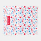 オムノム漫画パターン |名前の追加 フリースブランケット (正面(横))