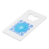 オムパターン付きブルーガラス蓮スケッチ クレジットカード栓抜き (裏面アングル)