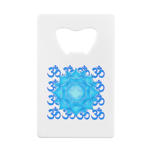 オムパターン付きブルーガラス蓮スケッチ クレジットカード栓抜き (裏面)