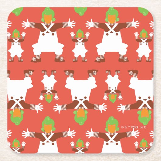 オムパルーンパ踊りパターン スクエアペーパーコースター (正面)