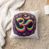 オムヒンドゥー教シンボル装飾用クッション クッション (ブランケット)