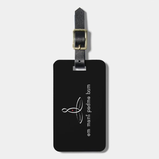オムマニパドメフムホワイトファンシースタイル ラゲッジタグ (正面縦)