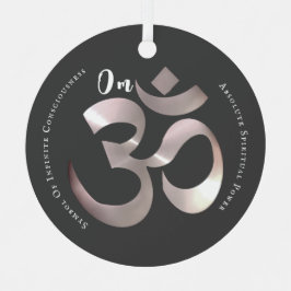 オムマントラシンボル前向き引用文グレーパーソナライズされた メタルオーナメント