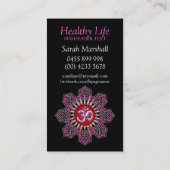 オムヨガピンクマンダラスパークルビジネスカード 名刺 (裏面)