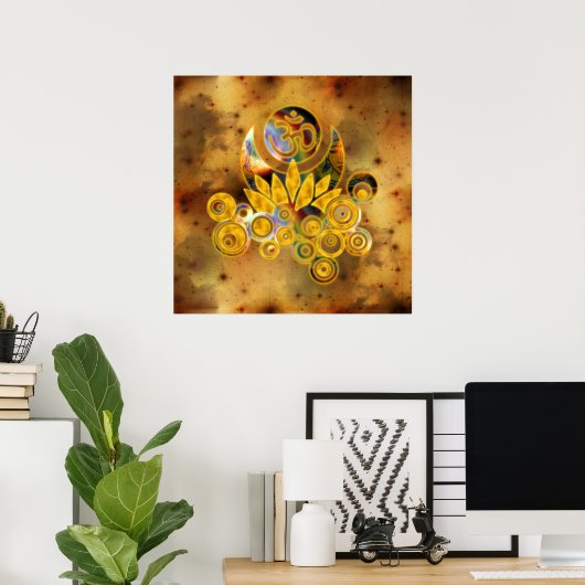 オムロータス |暗い黄色の宇宙 ポスター (ホームオフィス)