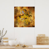 オムロータス |暗い黄色の宇宙 ポスター (キッチン)