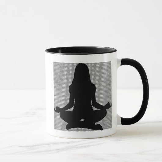 オム瞑想ヨガ女性コーヒーマグ マグカップ (右)