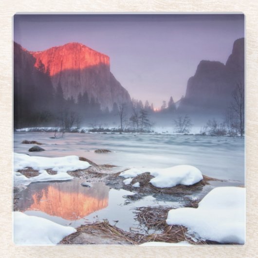 オメガの赤 ガラスコースター (正面)