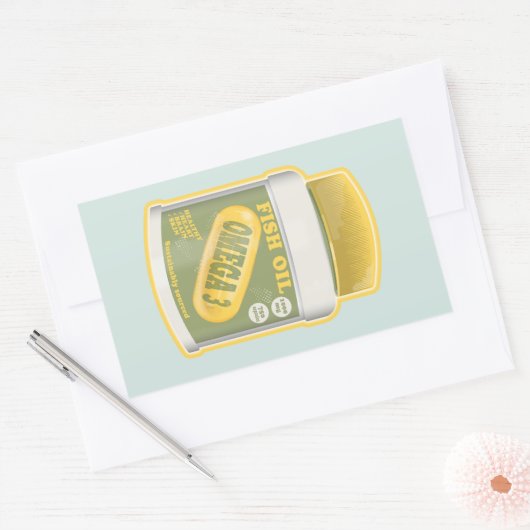 オメガ3魚油 長方形シール (封筒)