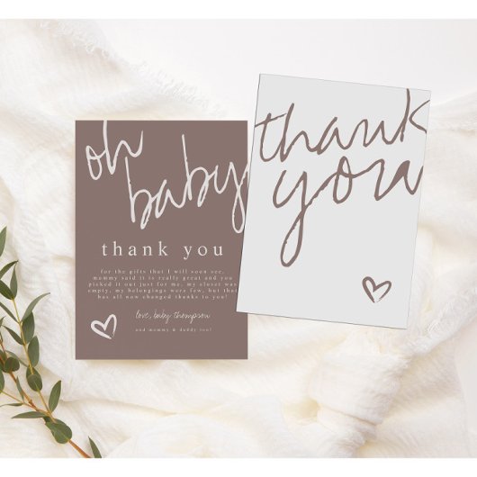 オモダンベビーニュートラルベビーシャワーサンキューカード サンキューカード