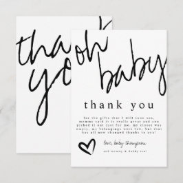 オモダンベビーブラック&ホワイトベビーシャワー サンキューカード