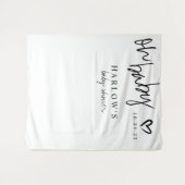 オモダンベビー白黒ベビーシャワーバナー タペストリー (正面(横))