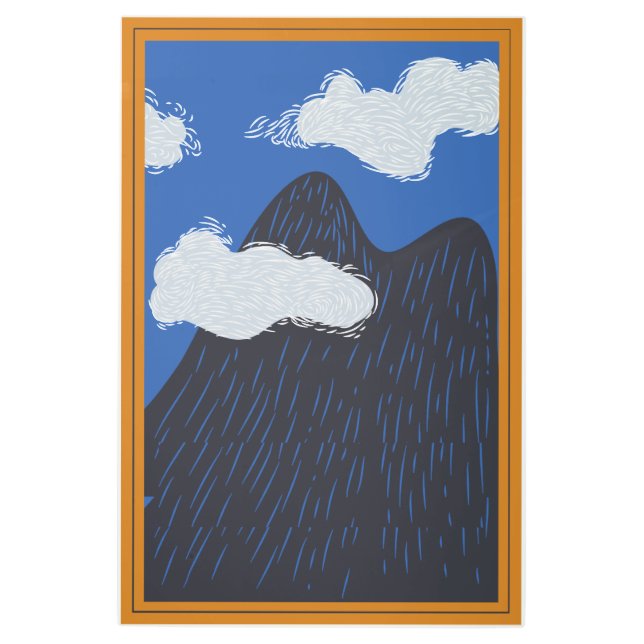 オモダンロ絵を描ング色ブルー茶抽象芸術 メタルプリント (正面)