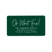 オモダンーおもしろいスクリプトグリーン差出人住所 ラベル (正面)