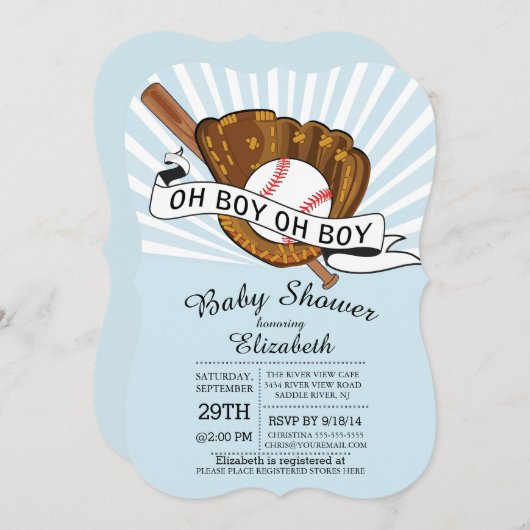 オモダンー少年スポーツ少年の赤ちゃんシャワー 招待状 (正面/裏面)