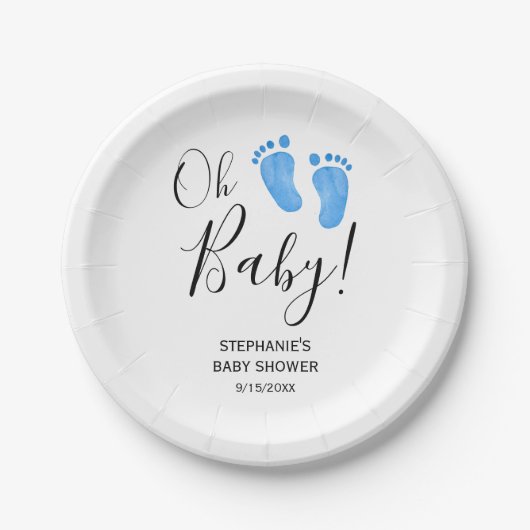 オモダン男の赤ちゃんベイビーシャワー ペーパープレート (正面)