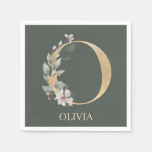 オモノグラムフローラパーソナライズされたナプキンス