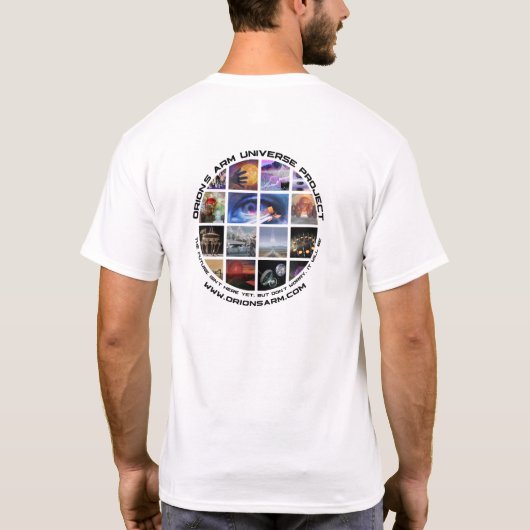 オライオンの腕 白色両面プリント丸型ロゴTシャツ Tシャツ (裏面)