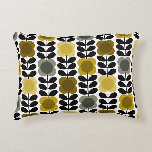 オラキエリー明るいスポット花茎、黄色の灰色 アクセントクッション (正面)