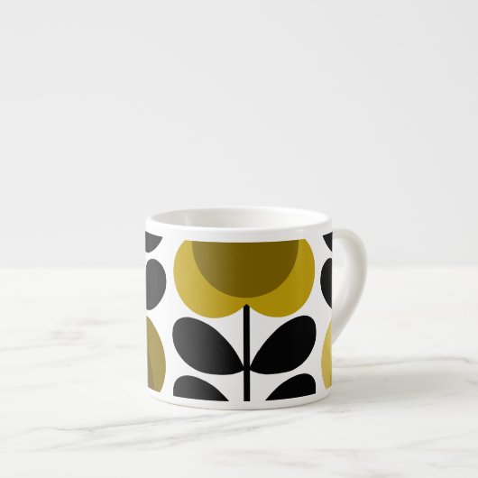 オラキエリー明るいスポット花茎、黄色の灰色 エスプレッソカップ (正面右)