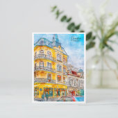 オラデアルーマニア旅行プレイスウォーターカラー ポストカード (スタンド正面)