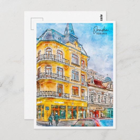 オラデアルーマニア旅行プレイスウォーターカラー ポストカード (正面/裏面)