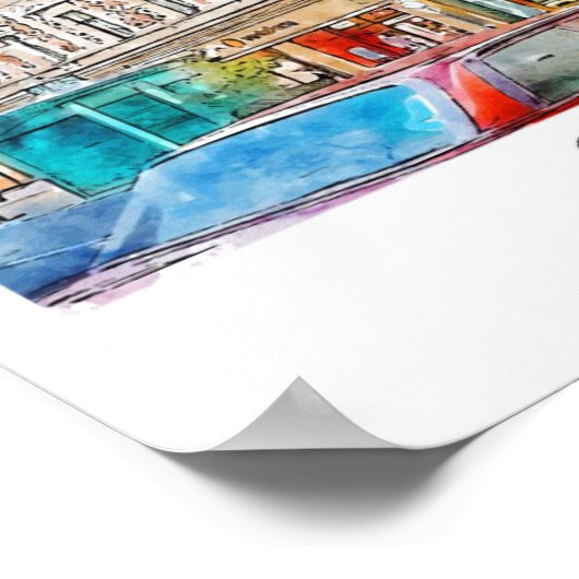 オラデアルーマニア旅行水の色手描き ポスター (角)