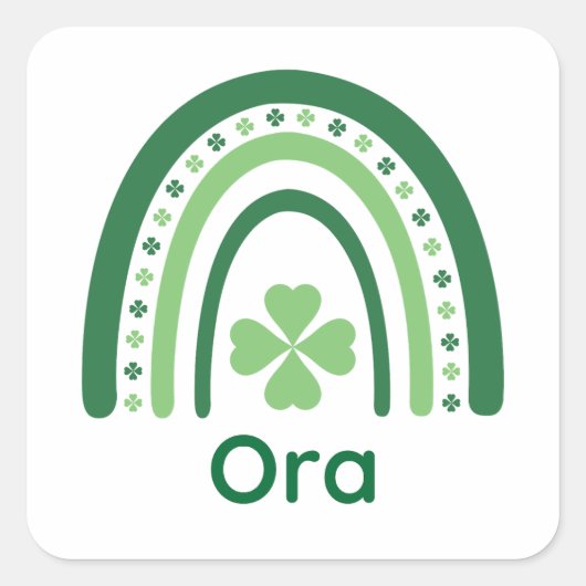 オラネームクローバーボホーレインボー スクエアシール (正面)