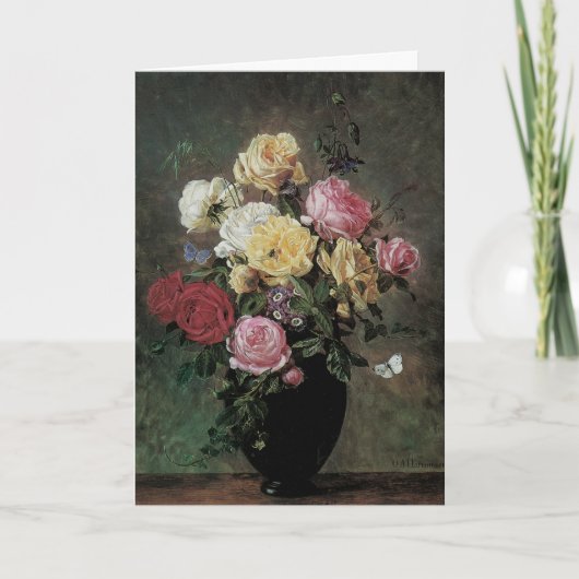 オラフ・ハーマンセンによる花瓶の花の静物 カード (正面)