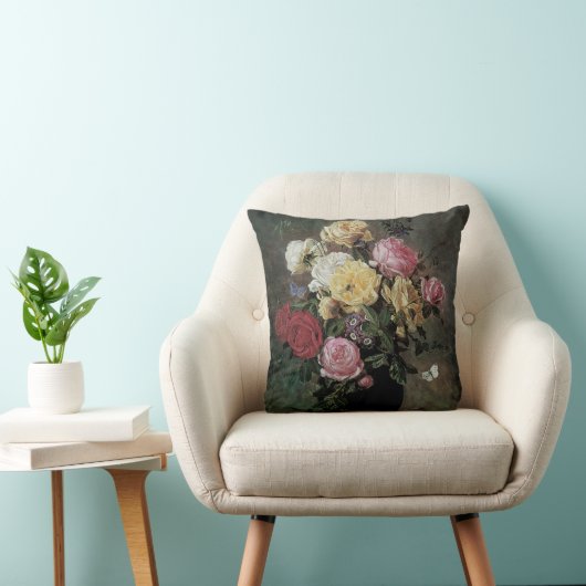 オラフ・ヘルマンセンによる花瓶の花の静物画 クッション (椅子)