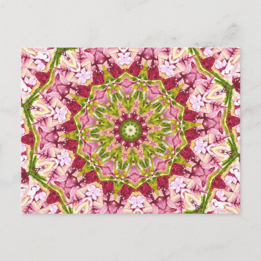 オラブズピンク&グリーンカレデスコープ ポストカード (正面)
