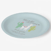 オララマ赤ちゃんシャワーかわいい男の赤ちゃんブルーブラウン ペーパープレート (アングル)