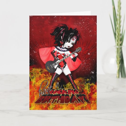 オララ誕生日カード – ロッキング誕生日ヴァンパイア カード (正面)