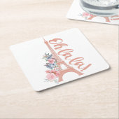 オララ – エッフェルタワーパリフランス スクエアペーパーコースター (アングル)