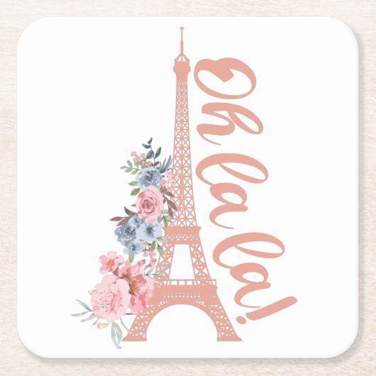 オララ – エッフェルタワーパリフランス スクエアペーパーコースター (正面)