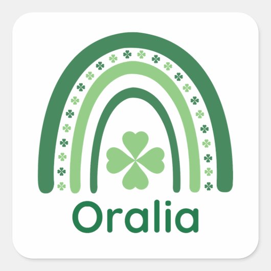 オラリアネームクローバーボホーレインボー スクエアシール (正面)