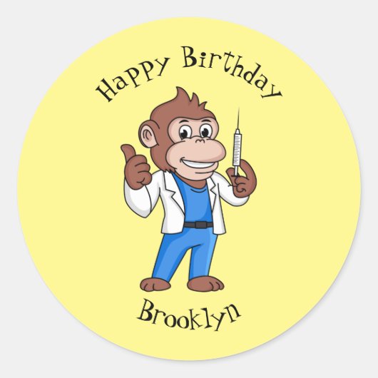 オランおもしろいグタン猿医師 ラウンドシール (正面)