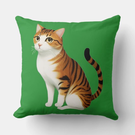 オランとブラックストライプの猫 クッション (正面)