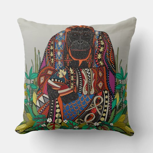 オランウタンキングプーター装飾用クッション クッション (正面)