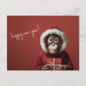 オランウタンサンタハッピーニューイヤー ポストカード (正面)