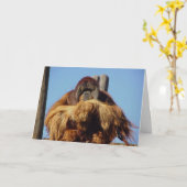 オランウタンハッピーバースデーテンプレートカード カード (黄色い花)