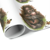 オランウタンベビーと蝶 ラッピングペーパー (ロールコーナー)