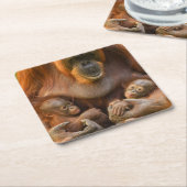 オランウタンマザーホールディング2ベビー スクエアペーパーコースター (アングル)