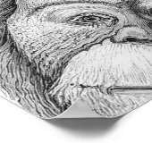 オランウタンモンキー白黒ラインウォールアート ポスター (角)